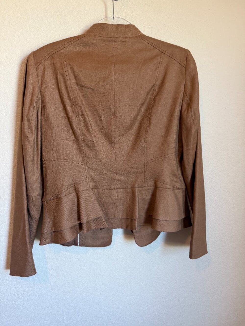 White House Black Market Linen Blend Military Blazer Copper Tan Jacket Sz 10 - Picture 9 of 9